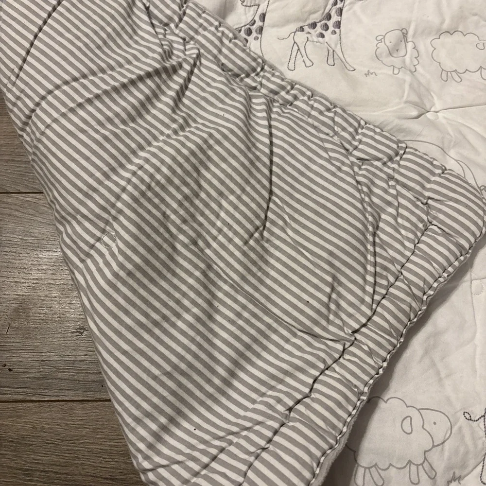 Cloud Island Baby‎ Blanket Two by Two Animal Parade Comforter Reversible Stripe